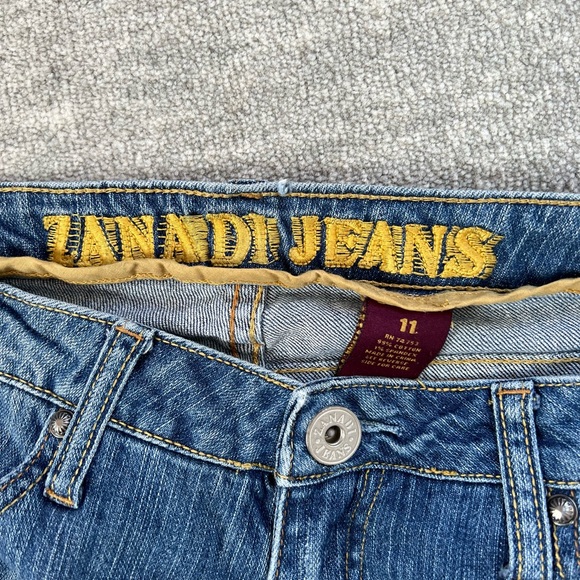 Zanadi Distressed Bleach-Spattered Low-Rise Bootcut Jeans Sz. 11 Jr. - Picture 4 of 7